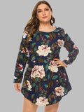 Full Size Floral Long Sleeve Mini Dress for Casual Wear