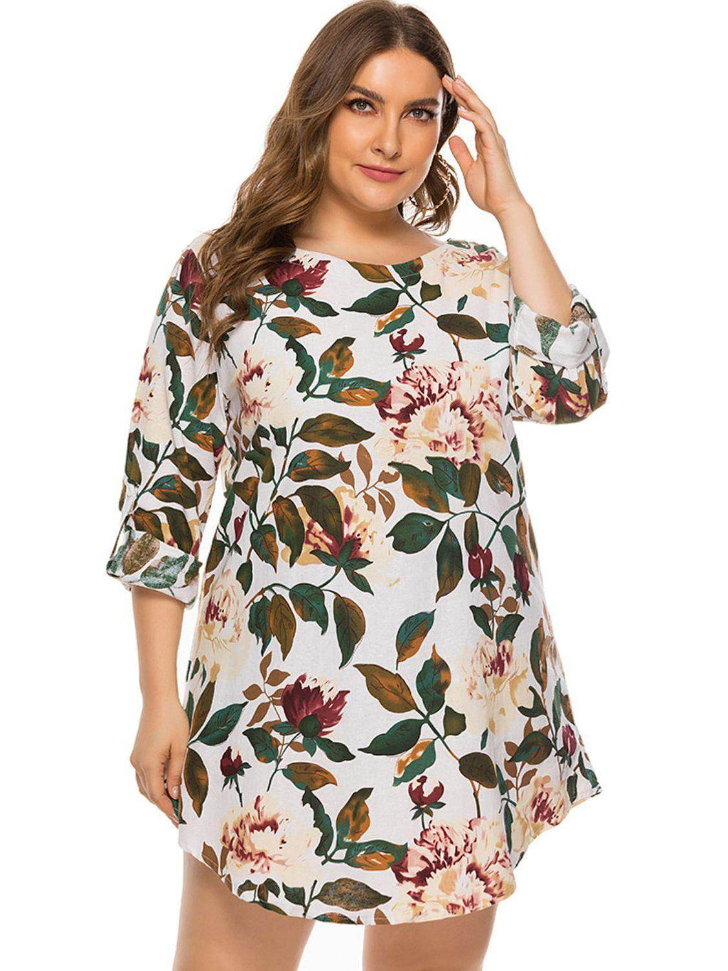 Full Size Floral Long Sleeve Mini Dress for Casual Wear