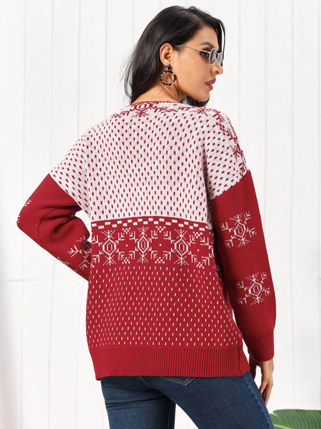 Snowflake Button Down Cardigan in Soft Stretchy Acrylic